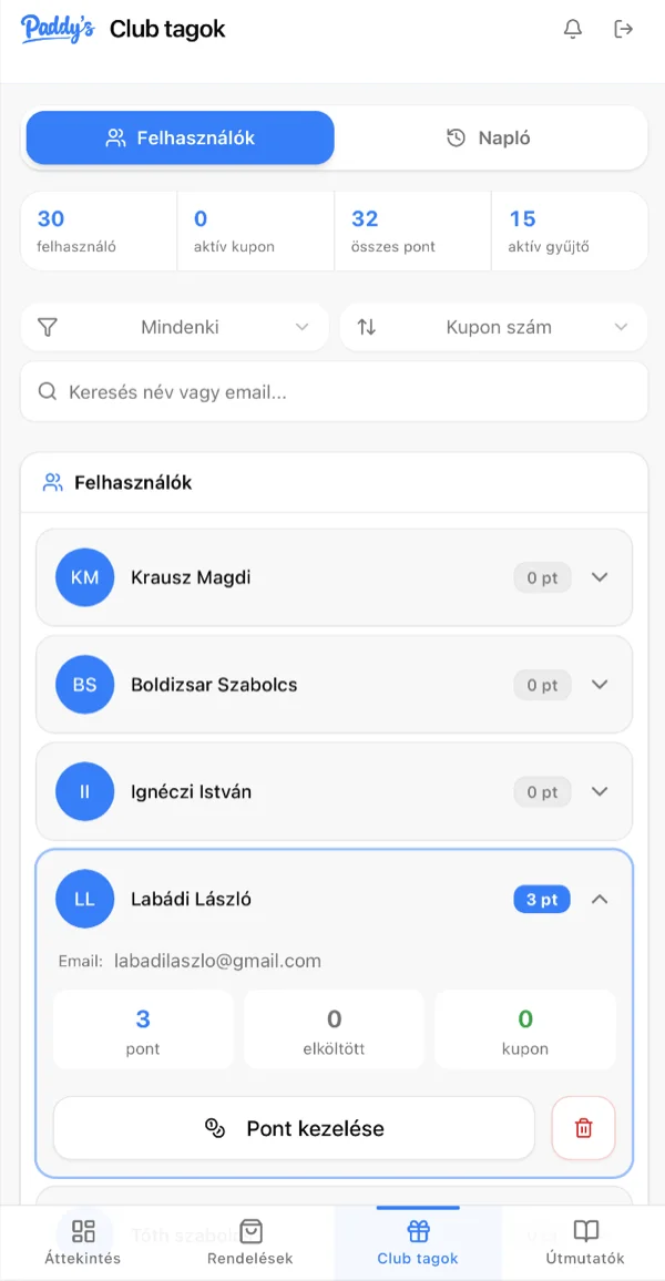 Loyalty management in the same place: customer search and manual point adjustment